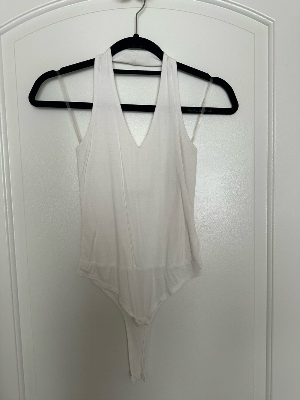 White V-Neck Halter Bodysuit